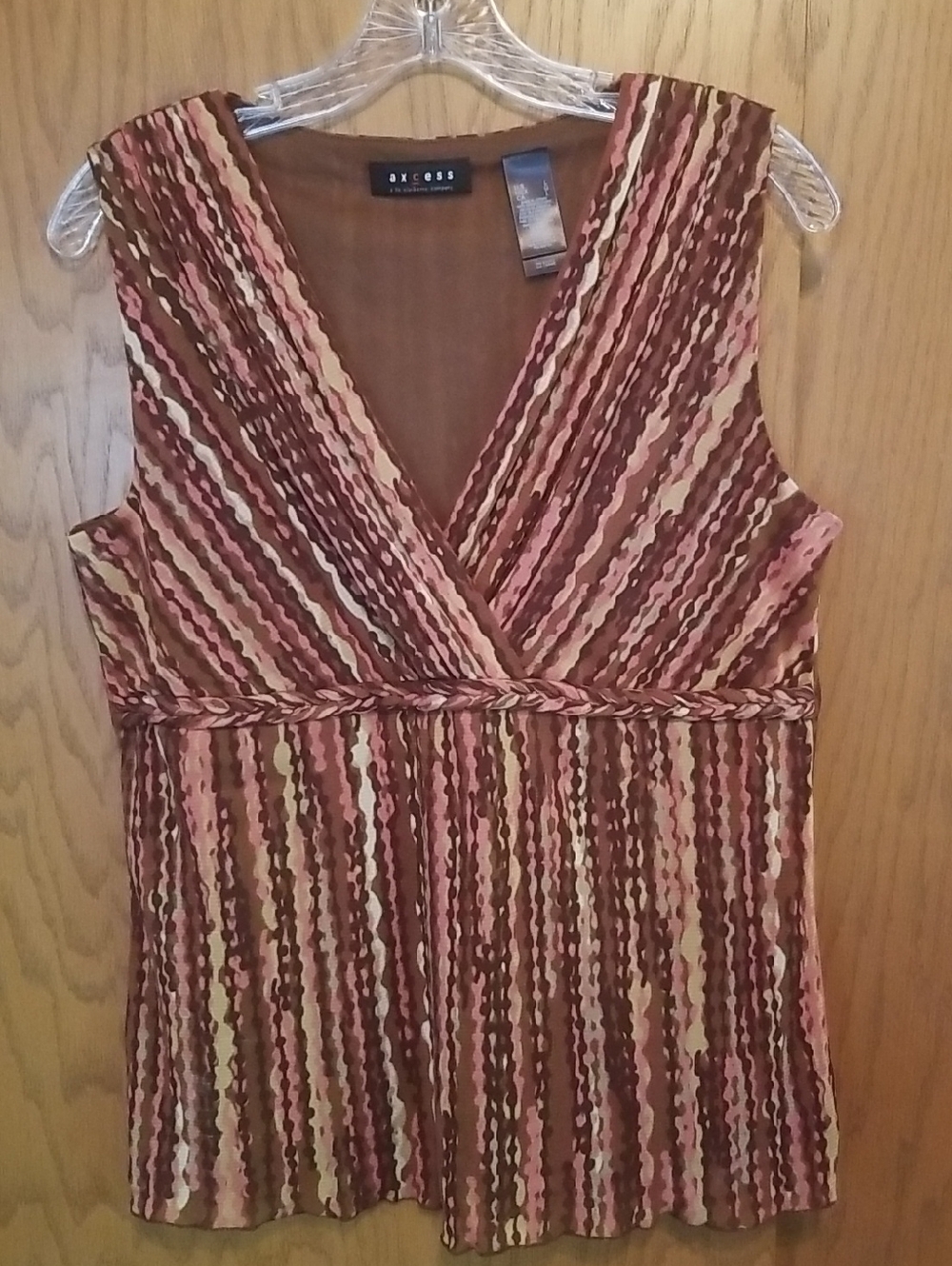 Access Striped Sleeveless Blouse, Size L